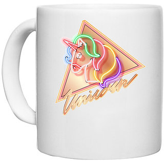                      UDNAG White Ceramic Coffee / Tea Mug 'Unicorn' Perfect for Gifting [330ml]                                              