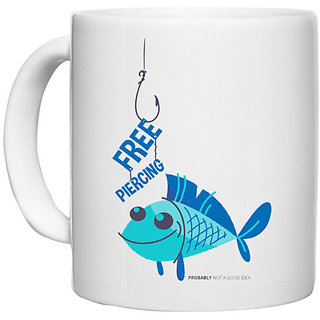                       UDNAG White Ceramic Coffee / Tea Mug 'Free piercing' Perfect for Gifting [330ml]                                              