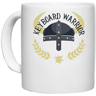                       UDNAG White Ceramic Coffee / Tea Mug 'Warrior | Keyboard Warrior' Perfect for Gifting [330ml]                                              