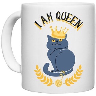                       UDNAG White Ceramic Coffee / Tea Mug 'Qween cat | I am a Qween Cat' Perfect for Gifting [330ml]                                              