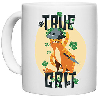                      UDNAG White Ceramic Coffee / Tea Mug 'Cat | true Cat Grit' Perfect for Gifting [330ml]                                              