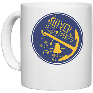                       UDNAG White Ceramic Coffee / Tea Mug 'Anchor | Shiver me timbers' Perfect for Gifting [330ml]                                              