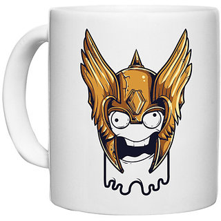                       UDNAG White Ceramic Coffee / Tea Mug 'Vikings | Warrior crown' Perfect for Gifting [330ml]                                              