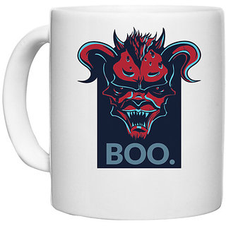                       UDNAG White Ceramic Coffee / Tea Mug 'Death | Boo' Perfect for Gifting [330ml]                                              