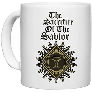                       UDNAG White Ceramic Coffee / Tea Mug 'The Sacrifice of the Sabior' Perfect for Gifting [330ml]                                              