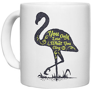                       UDNAG White Ceramic Coffee / Tea Mug 'You only lose what you cling to' Perfect for Gifting [330ml]                                              