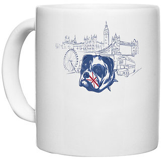                       UDNAG White Ceramic Coffee / Tea Mug 'London | British Bulldog' Perfect for Gifting [330ml]                                              