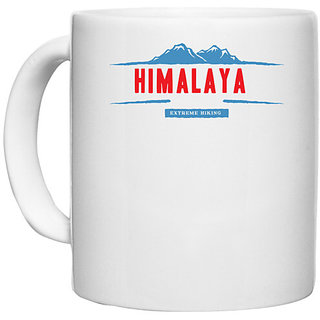                       UDNAG White Ceramic Coffee / Tea Mug 'Himalaya Mountain' Perfect for Gifting [330ml]                                              
