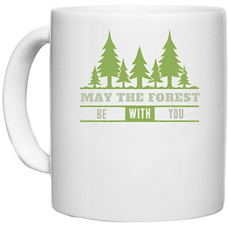                       UDNAG White Ceramic Coffee / Tea Mug 'Forest' Perfect for Gifting [330ml]                                              