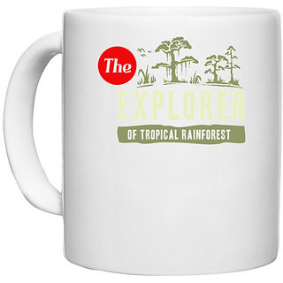                       UDNAG White Ceramic Coffee / Tea Mug 'Explorer' Perfect for Gifting [330ml]                                              