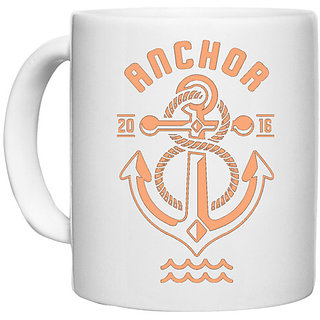                       UDNAG White Ceramic Coffee / Tea Mug 'Anchor' Perfect for Gifting [330ml]                                              