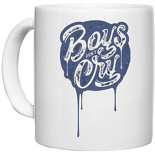                       UDNAG White Ceramic Coffee / Tea Mug 'Boys don't cry' Perfect for Gifting [330ml]                                              
