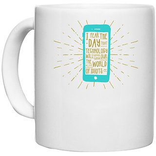                       UDNAG White Ceramic Coffee / Tea Mug 'Mobile and quotes' Perfect for Gifting [330ml]                                              