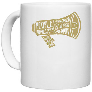                       UDNAG White Ceramic Coffee / Tea Mug 'People power' Perfect for Gifting [330ml]                                              