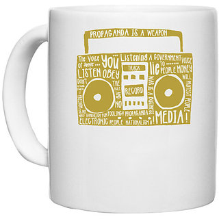                       UDNAG White Ceramic Coffee / Tea Mug 'Media Player' Perfect for Gifting [330ml]                                              