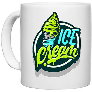                       UDNAG White Ceramic Coffee / Tea Mug 'Ice Cream' Perfect for Gifting [330ml]                                              
