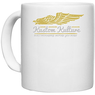                       UDNAG White Ceramic Coffee / Tea Mug 'Eagle and Custome Culture' Perfect for Gifting [330ml]                                              