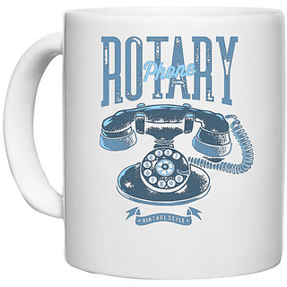                       UDNAG White Ceramic Coffee / Tea Mug 'Rotary phone | Vintage Style' Perfect for Gifting [330ml]                                              
