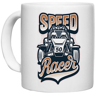                       UDNAG White Ceramic Coffee / Tea Mug 'Racer | Speed Car Racer' Perfect for Gifting [330ml]                                              