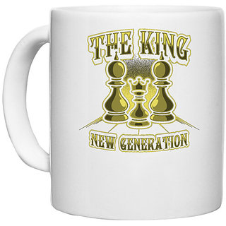                       UDNAG White Ceramic Coffee / Tea Mug 'Chess | The king' Perfect for Gifting [330ml]                                              