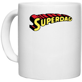                       UDNAG White Ceramic Coffee / Tea Mug 'Father | Super Dad' Perfect for Gifting [330ml]                                              