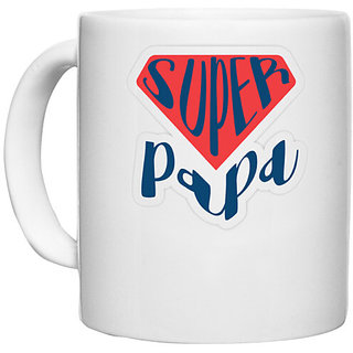                       UDNAG White Ceramic Coffee / Tea Mug 'Papa' Perfect for Gifting [330ml]                                              