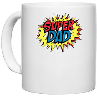                       UDNAG White Ceramic Coffee / Tea Mug 'Pappa | Super Dad' Perfect for Gifting [330ml]                                              