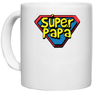                       UDNAG White Ceramic Coffee / Tea Mug 'Pappa' Perfect for Gifting [330ml]                                              