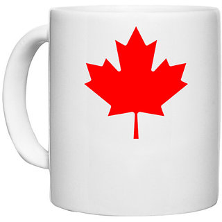                       UDNAG White Ceramic Coffee / Tea Mug 'Canadian Flag | Canadian Maple leaf' Perfect for Gifting [330ml]                                              