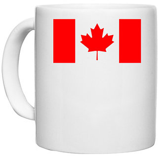                       UDNAG White Ceramic Coffee / Tea Mug 'Flag | Canadian Flag' Perfect for Gifting [330ml]                                              