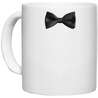                       UDNAG White Ceramic Coffee / Tea Mug 'Bow Tie | Black bow tie' Perfect for Gifting [330ml]                                              