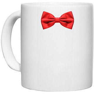                       UDNAG White Ceramic Coffee / Tea Mug 'Bow tie | Red bow tie' Perfect for Gifting [330ml]                                              