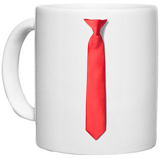                       UDNAG White Ceramic Coffee / Tea Mug 'Tie | Red neck tie' Perfect for Gifting [330ml]                                              