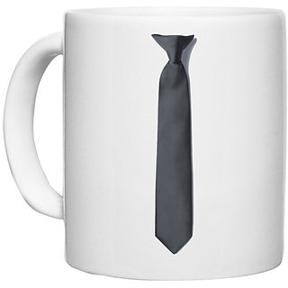                       UDNAG White Ceramic Coffee / Tea Mug 'Tie | Black neck tie' Perfect for Gifting [330ml]                                              