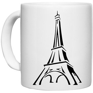                       UDNAG White Ceramic Coffee / Tea Mug 'Tower | Eiffel Tower' Perfect for Gifting [330ml]                                              
