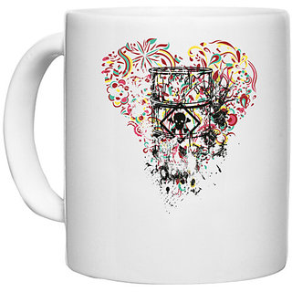                       UDNAG White Ceramic Coffee / Tea Mug 'Danger | Death tank' Perfect for Gifting [330ml]                                              