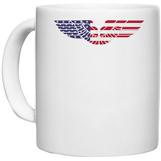                       UDNAG White Ceramic Coffee / Tea Mug 'Flag | American Flag' Perfect for Gifting [330ml]                                              