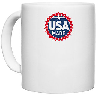                       UDNAG White Ceramic Coffee / Tea Mug 'USA | USA made' Perfect for Gifting [330ml]                                              
