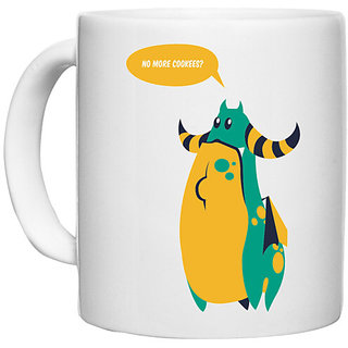                       UDNAG White Ceramic Coffee / Tea Mug 'Cartoon | No More Cookees' Perfect for Gifting [330ml]                                              