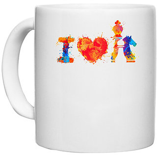                       UDNAG White Ceramic Coffee / Tea Mug 'Chess | I love chess' Perfect for Gifting [330ml]                                              