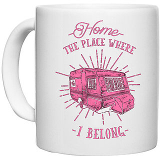                       UDNAG White Ceramic Coffee / Tea Mug 'Home | The Place where i belong' Perfect for Gifting [330ml]                                              