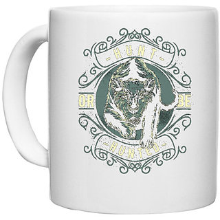                       UDNAG White Ceramic Coffee / Tea Mug 'Hunter | Hunt Or Be Hunted' Perfect for Gifting [330ml]                                              