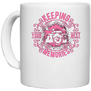                       UDNAG White Ceramic Coffee / Tea Mug 'Best Memory | Keeping Your Best Memories' Perfect for Gifting [330ml]                                              
