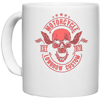                       UDNAG White Ceramic Coffee / Tea Mug 'Motorcycle | Motorcycle Lowbrow Custom' Perfect for Gifting [330ml]                                              