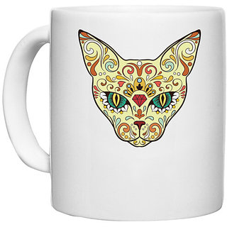                       UDNAG White Ceramic Coffee / Tea Mug 'Illustration | Wolf Head illustration' Perfect for Gifting [330ml]                                              