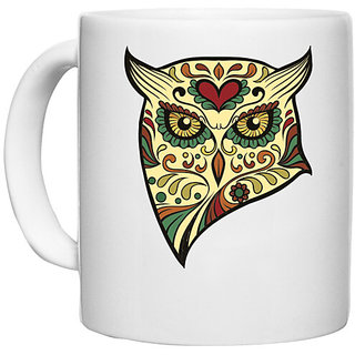                       UDNAG White Ceramic Coffee / Tea Mug 'Illustration | Owl illustration' Perfect for Gifting [330ml]                                              