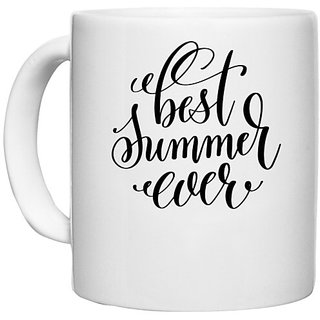                       UDNAG White Ceramic Coffee / Tea Mug 'Summer | Best summer ever' Perfect for Gifting [330ml]                                              