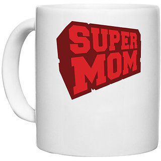                       UDNAG White Ceramic Coffee / Tea Mug 'Mother, red | Super Mom' Perfect for Gifting [330ml]                                              