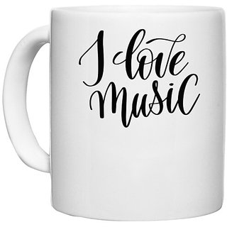                       UDNAG White Ceramic Coffee / Tea Mug 'Music Lover | I love Music' Perfect for Gifting [330ml]                                              