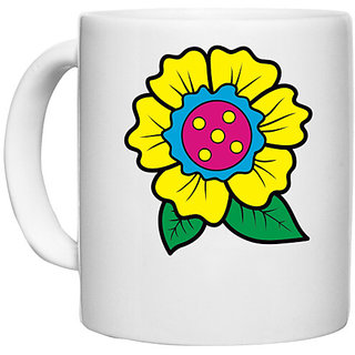                       UDNAG White Ceramic Coffee / Tea Mug 'Flower | Leaf and Flower' Perfect for Gifting [330ml]                                              